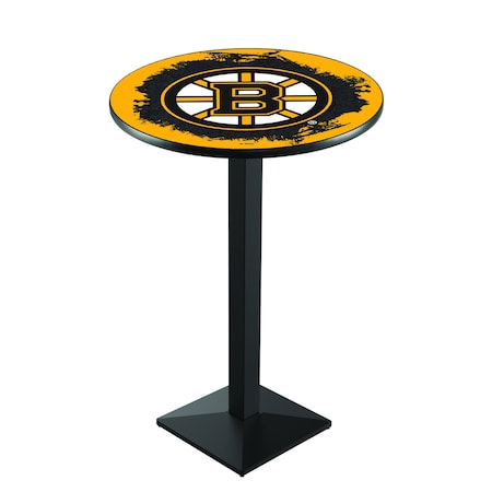 Holland Bar Stool Co 36" Blk Wrinkle Boston Bruins Pub Table L217B3628BosBru